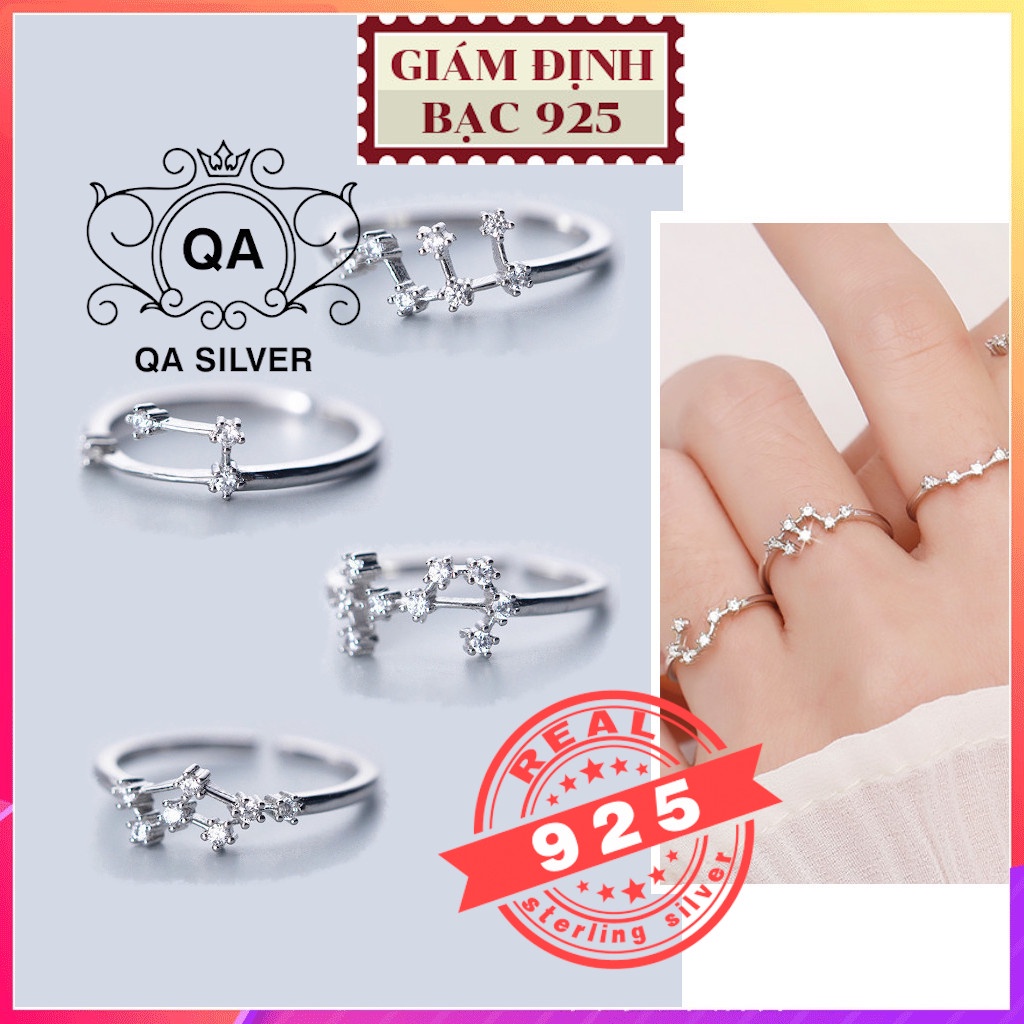 Nhẫn bạc 925 đính đá 12 cung hoàng đạo nam nữ chòm sao S925 HOROSCOPE ZODIAC Ring QA SILVER RI200401