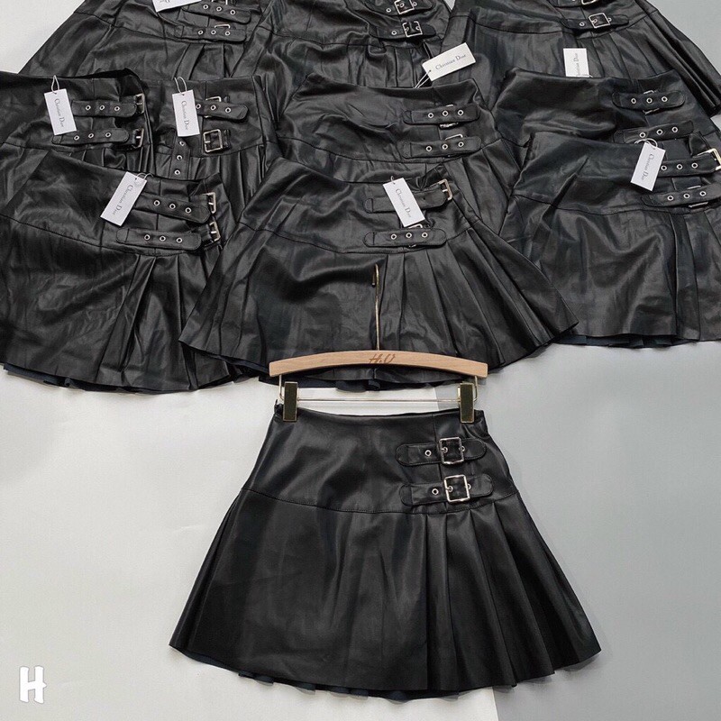 Chân váy da xếp ly đai 1 bên