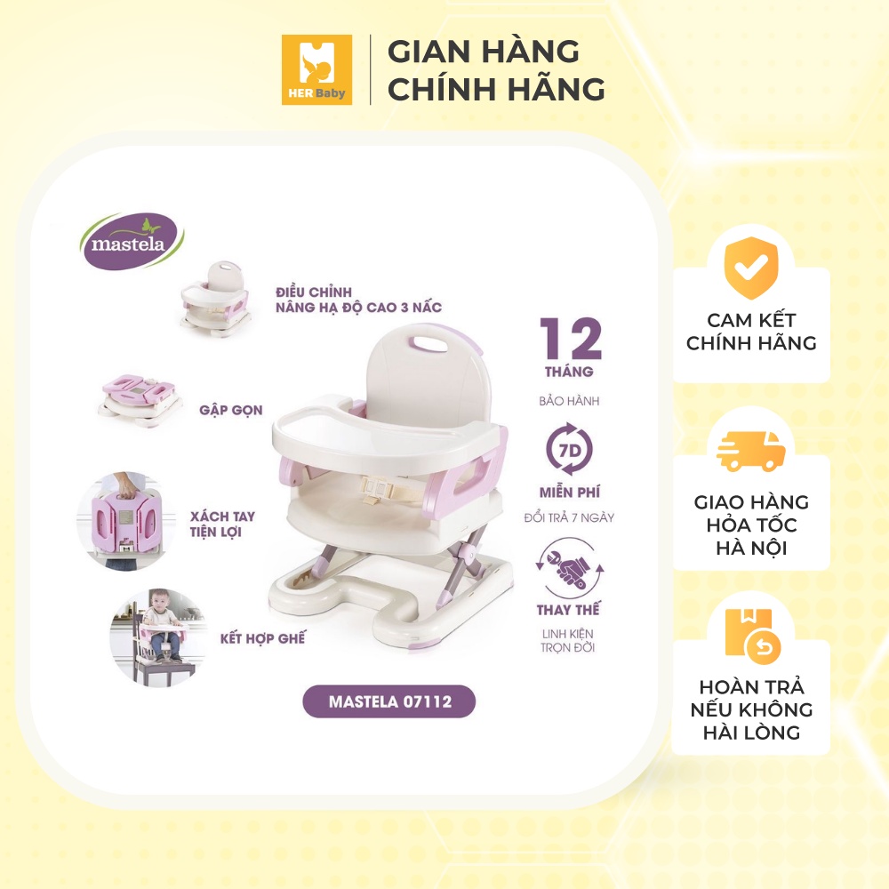 Ghế ăn dặm Mastela nâng hạ độ cao, khả năng gấp siêu gọn du lịch cho bé 6 tháng - 4 tuổi - Herbaby