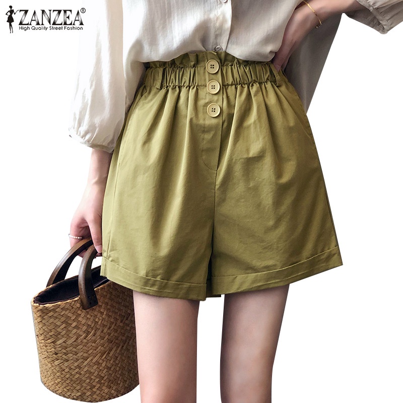 Quần short Zanzea lưng thun có túi phong cách thời trang cho nữ