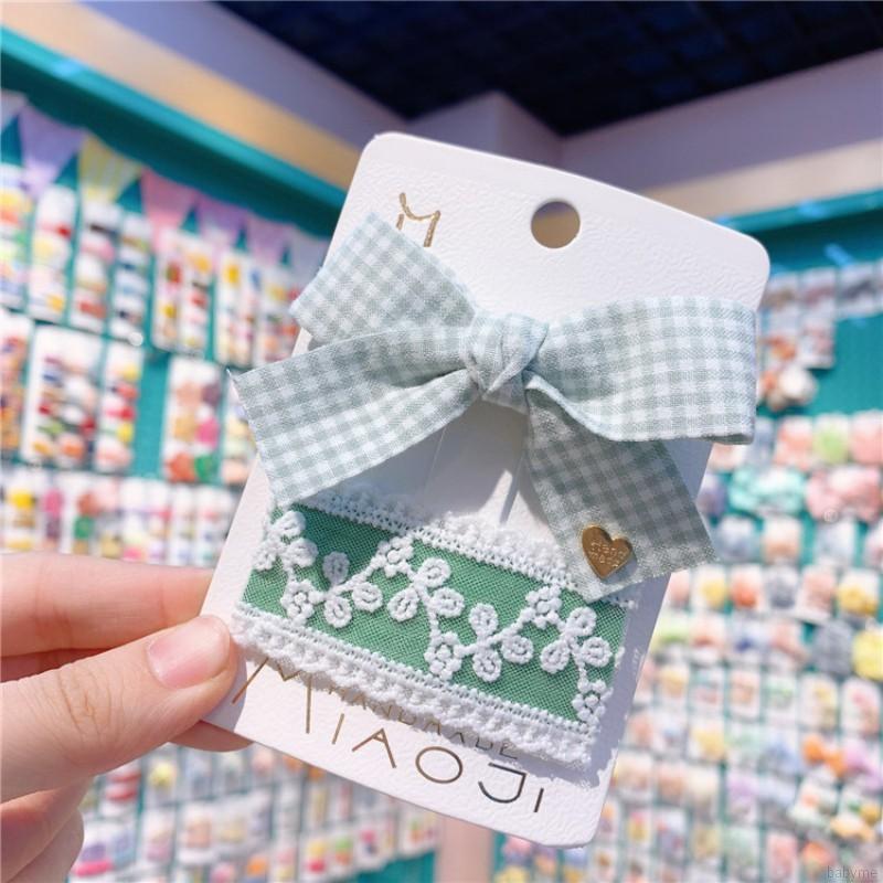 Kẹp Tóc Nơ Xinh Xắn Cho Bé Gái Vải Caro