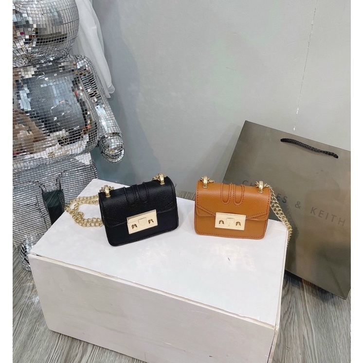 Túi xách nữ đeo chéo mini khoá vuông 2 núm