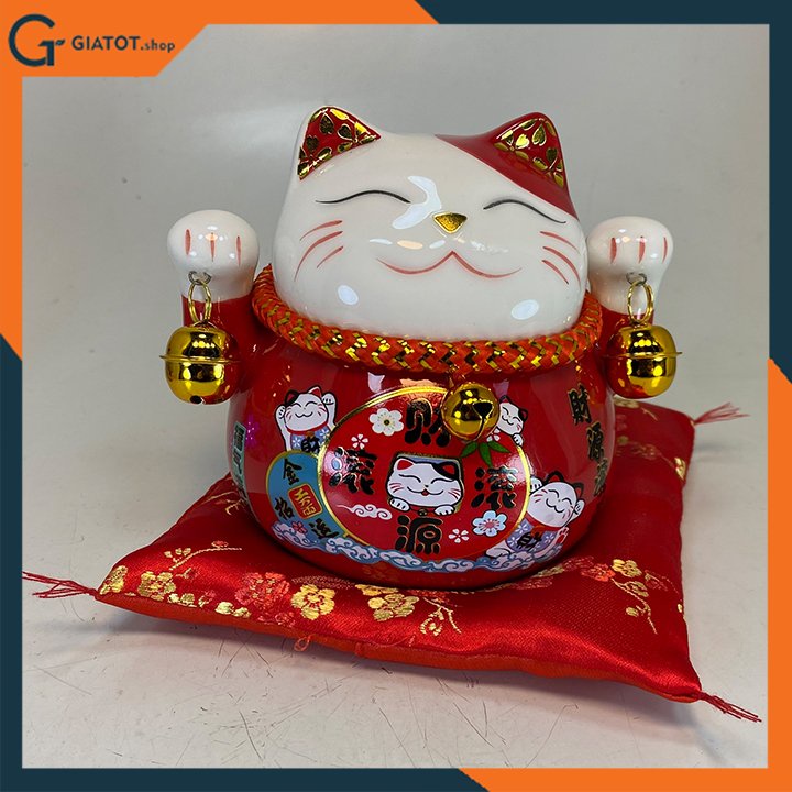 Mèo thần tài may mắn Maneki Neko 10cm kiêm hũ tiết kiệm (ngẫu nhiên)