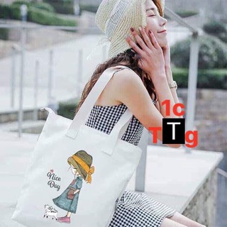 Túi tote cô gái đội mũ nơ vàng