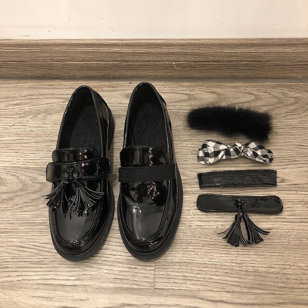ulzzang (Sẵn + clip) Giày loafer 4 chi tiết | BigBuy360 - bigbuy360.vn