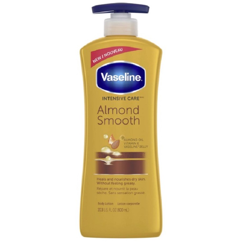 Dưỡng thể tinh dầu hạnh nhân Vaseline Intensive Care Almond Smooth Body Lotion 600ml (Mỹ)