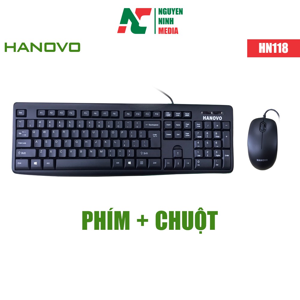 Bộ Bàn Phím Chuột Văn Phòng HANOVO 118 - Hàng Chính Hãng