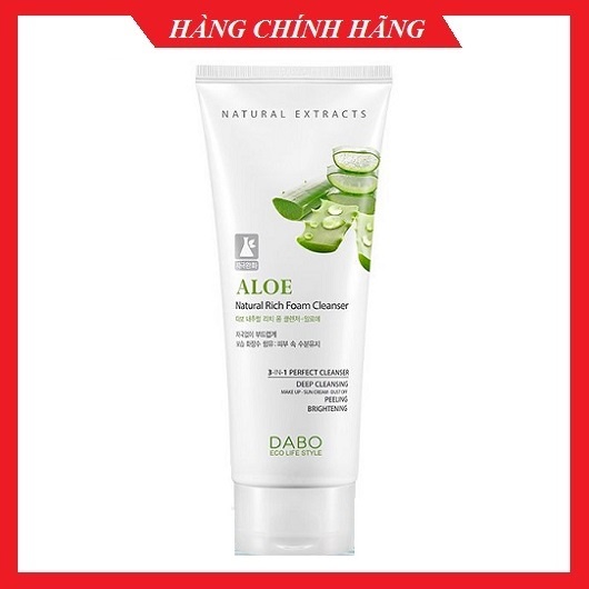 Sữa rửa mặt lô hội hàn quốc chính hãng dành cho da dầu mụn, xạm đen ALOE 3IN1 DABO 180ML/Hộp- HÀNG CHÍNH HÃNG