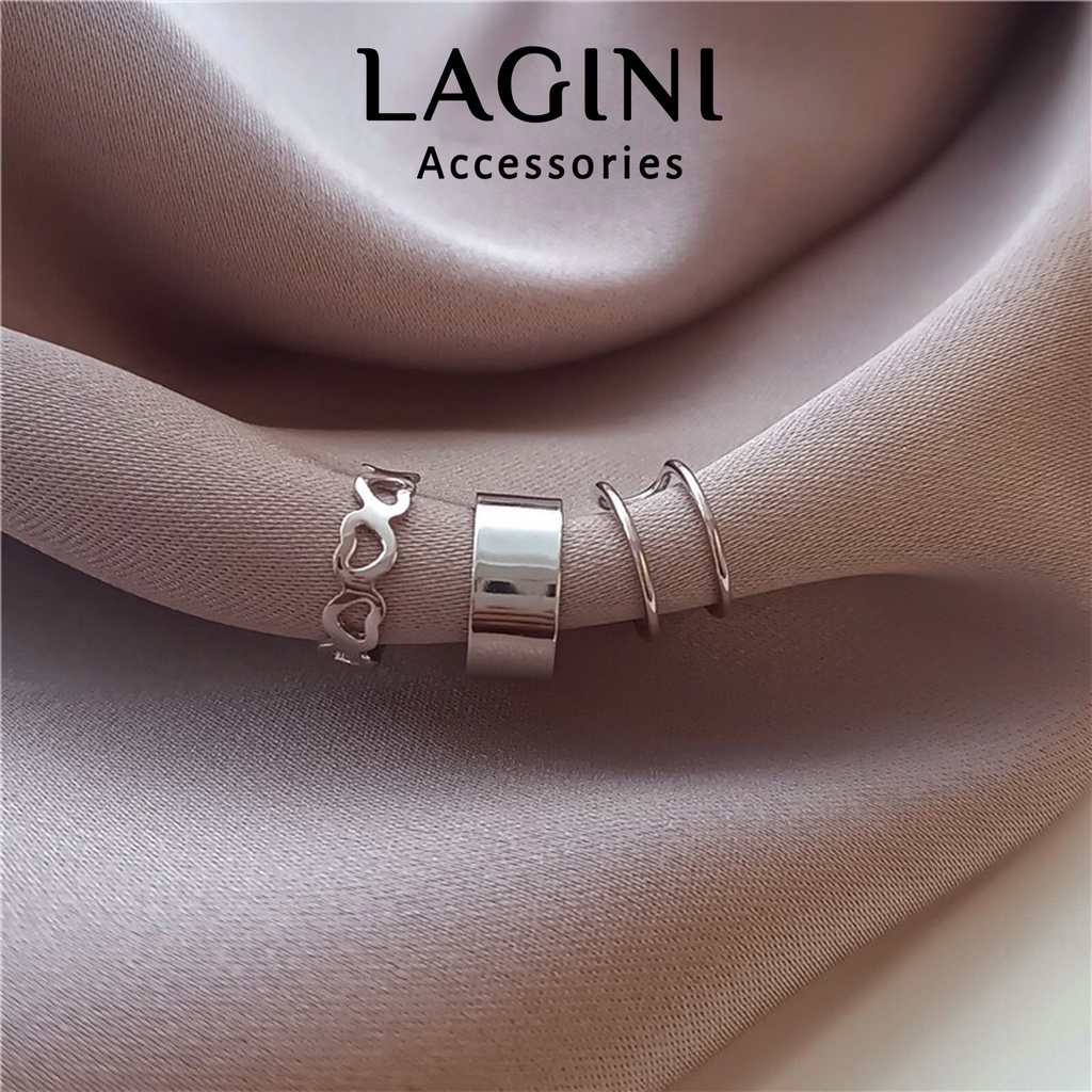 Set bộ 3 khuyên cài kẹp vành tai Lagini cá tính