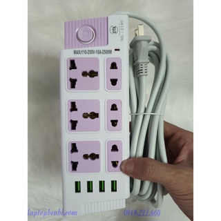 Ổ cắm điện đa năng cyx 218u dây dài 3m, 6 lỗ cắm, 4 cổng sạc usb