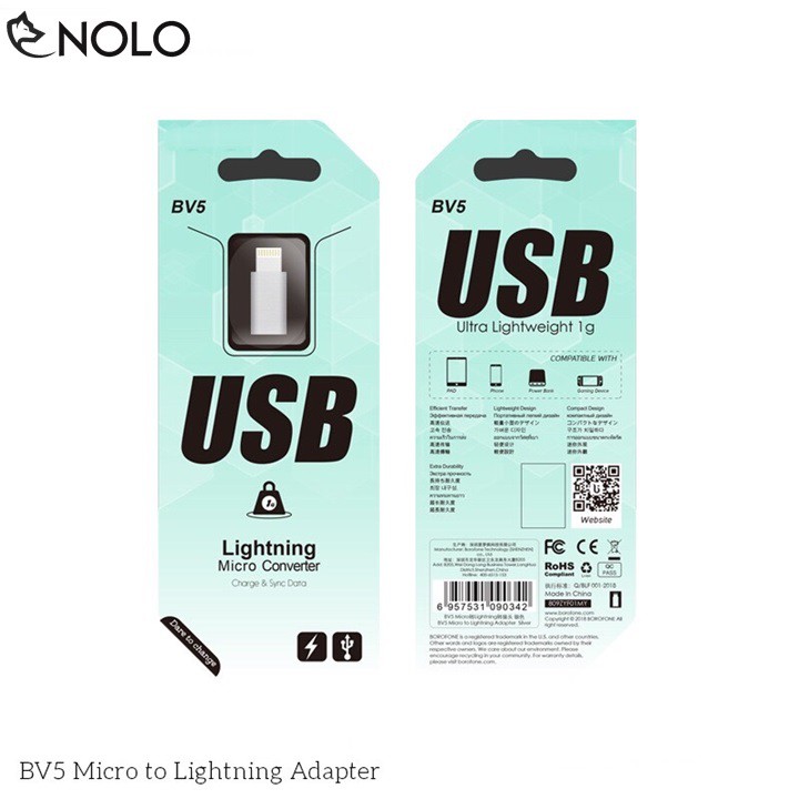 Đầu Adapter Chuyển Micro Sang Lightning Borofone Model BV5 Nhỏ Gọn