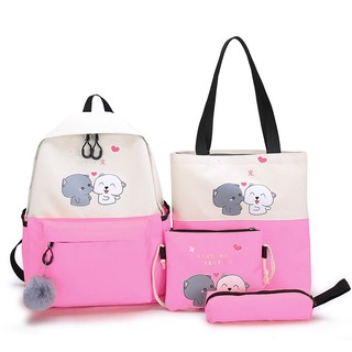 Balo nữ - Có ảnh thật - Set 4 món balo 2 chú chó S013