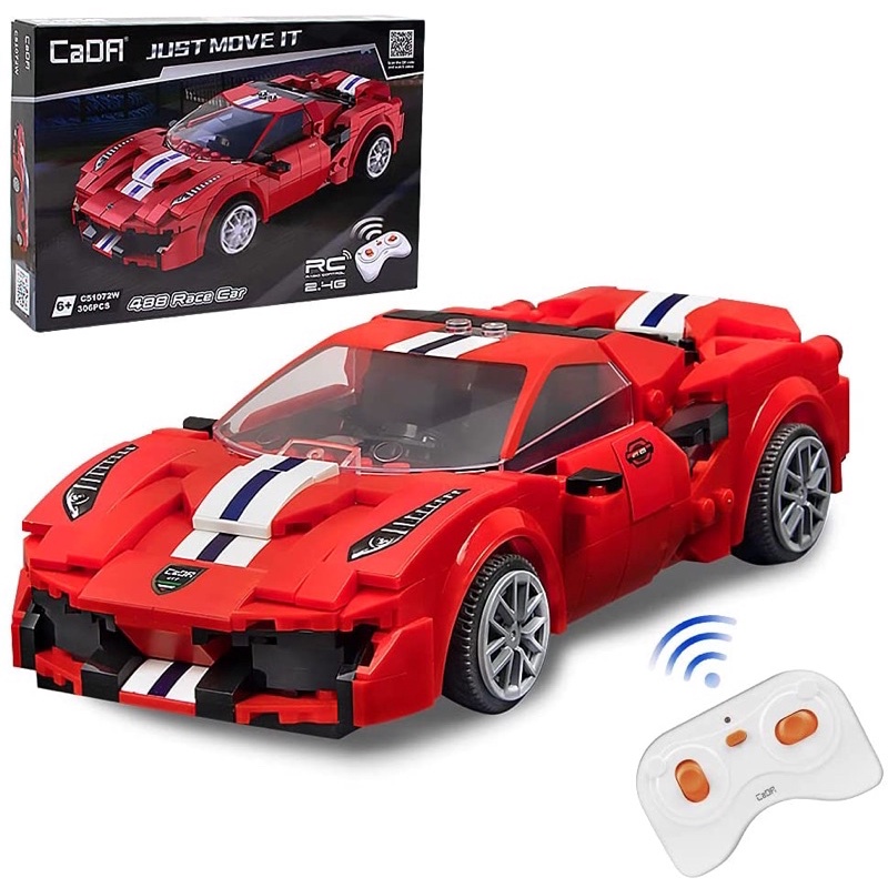 Đồ chơi lắp ráp Xe đua 488 màu đỏ CADA C51072W-306pcs-Lego ô tô có điều khiển tay cầm remote hoặc app trên điện thoại