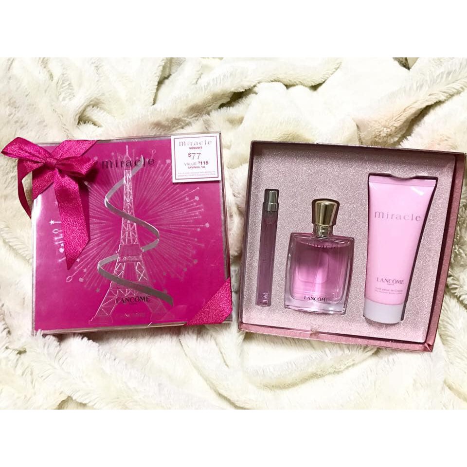 Auth - Set nước hoa L.a.n.c.o.m.e Miracle (1NH 50ml + 1NH 10ml + 1 body lotion 100ml)