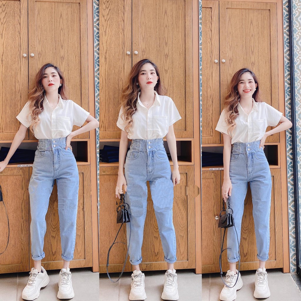 [ FREESHIP ] QUẦN BAGGY JEAN NỮ LƯNG CAO 4 ĐAI BABO SIÊU HOT HIT-TM78