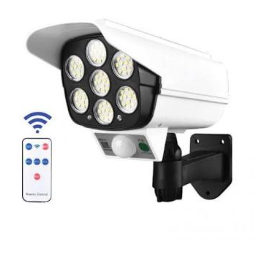 ĐÈN PHA NĂNG LƯỢNG MẶT TRỜI GIẢ CAMERA XOAY 360 ĐỘ Đèn led cob 77 led liền thể cảm biến chuyển động