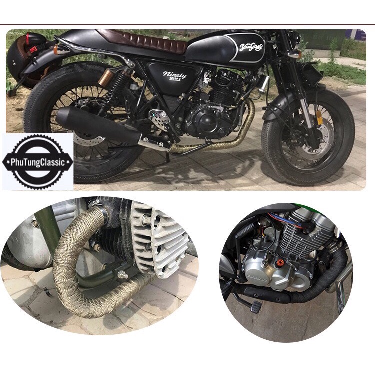 Vải cuốn pô chịu nhiệt 10m/cuộn,chống nóng dành cho xe máy classic, cafe racer