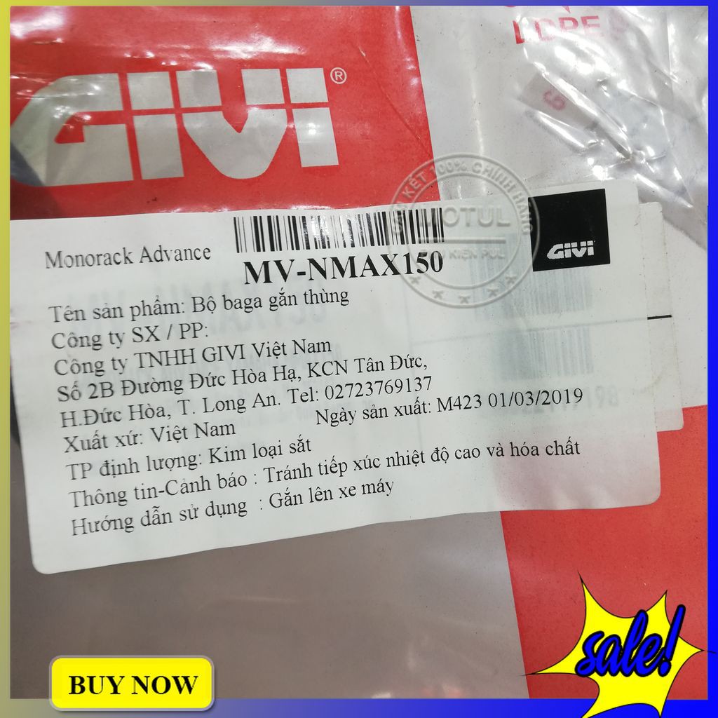 Baga sau GIVI xe nmax 150 dùng chở đồ và dùng gắn thùng sau - hàng chính hãng mv-nmax150