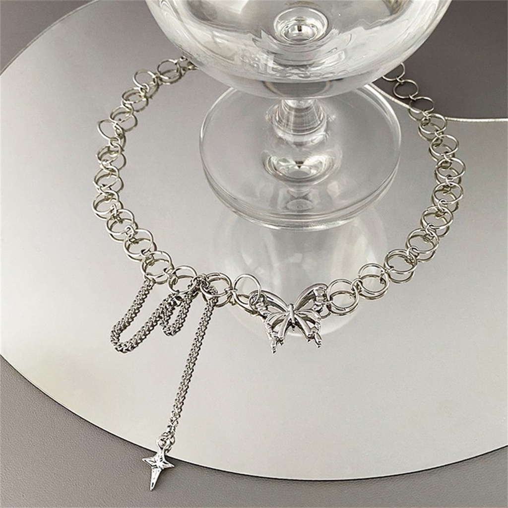 Ở stcok| Vòng cổ Hợp Kim Mặt Hình Bướm Đính Đá Sang Trọng Cho Nữ