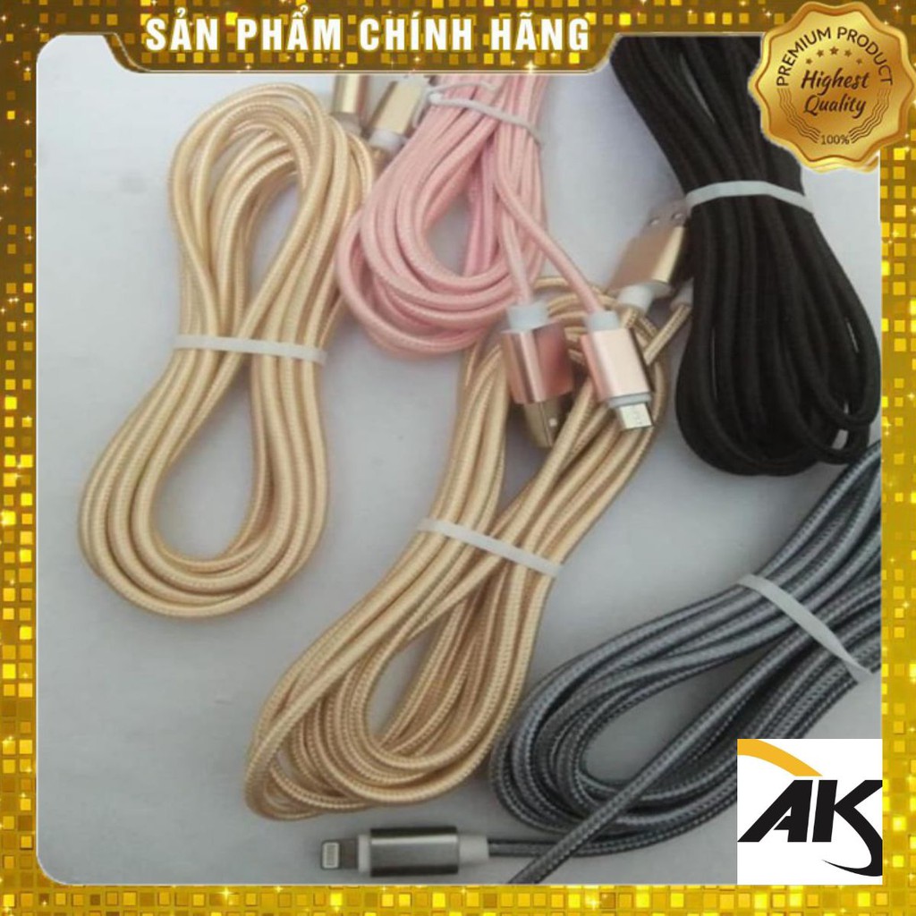 [ Rẻ Vô Địch ] ⚡Cáp sạc dây dù dài 3m dành cho iphone và sam sung