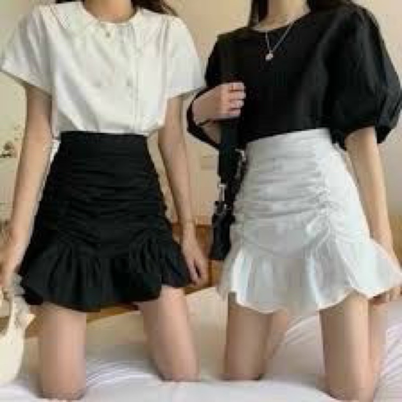 Chân váy nhún đuôi cá chất kate mềm mịn có quần trong
