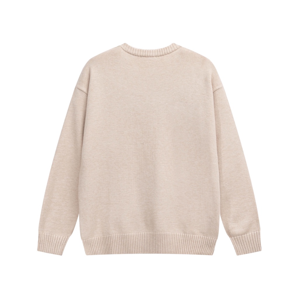 ❤❀  ❤ Áo Sweater Unisex Cổ Tròn Dài Tay Thêu Hình Trái Tim Thời Trang