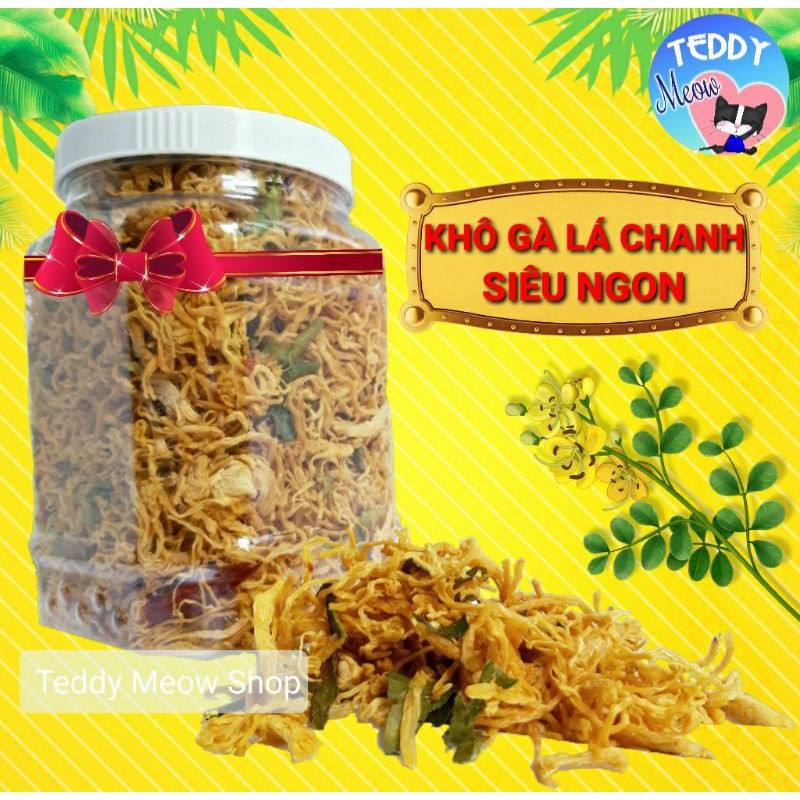 Ăn Vặt Teddy - Hũ 500gr Khô gà lá chanh loại Đặc biệt Nhà làm thơm ngon sạch sẽ, sấy kỹ, không ẩm mốc, không hóa chất