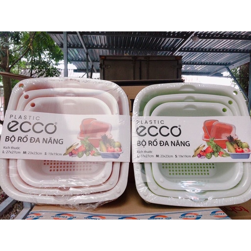 Bộ Rổ 6 Món Kèm Chậu Nhựa Đựng Đồ Đa Năng Chính Hãng ECOCO Giao Màu Ngẫu Nhiên CÓ LỖ thoát hơi nước
