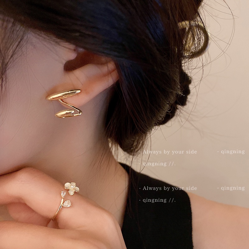 Khuyên tai DREJEW 2 hình chữ Z mạ vàng/ bạc phong cách Hàn Quốc độc đáo thời trang cho nữ