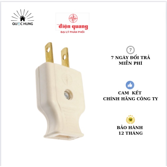 Phích cắm điện chân dẹt Điện Quang-Hàng chính hãng-Bảo Hành 6 tháng