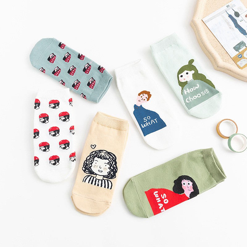 Vớ nữ cổ thấp Dễ thương Tất nữ Cổ ngắn Cute In hình Hoạt hình