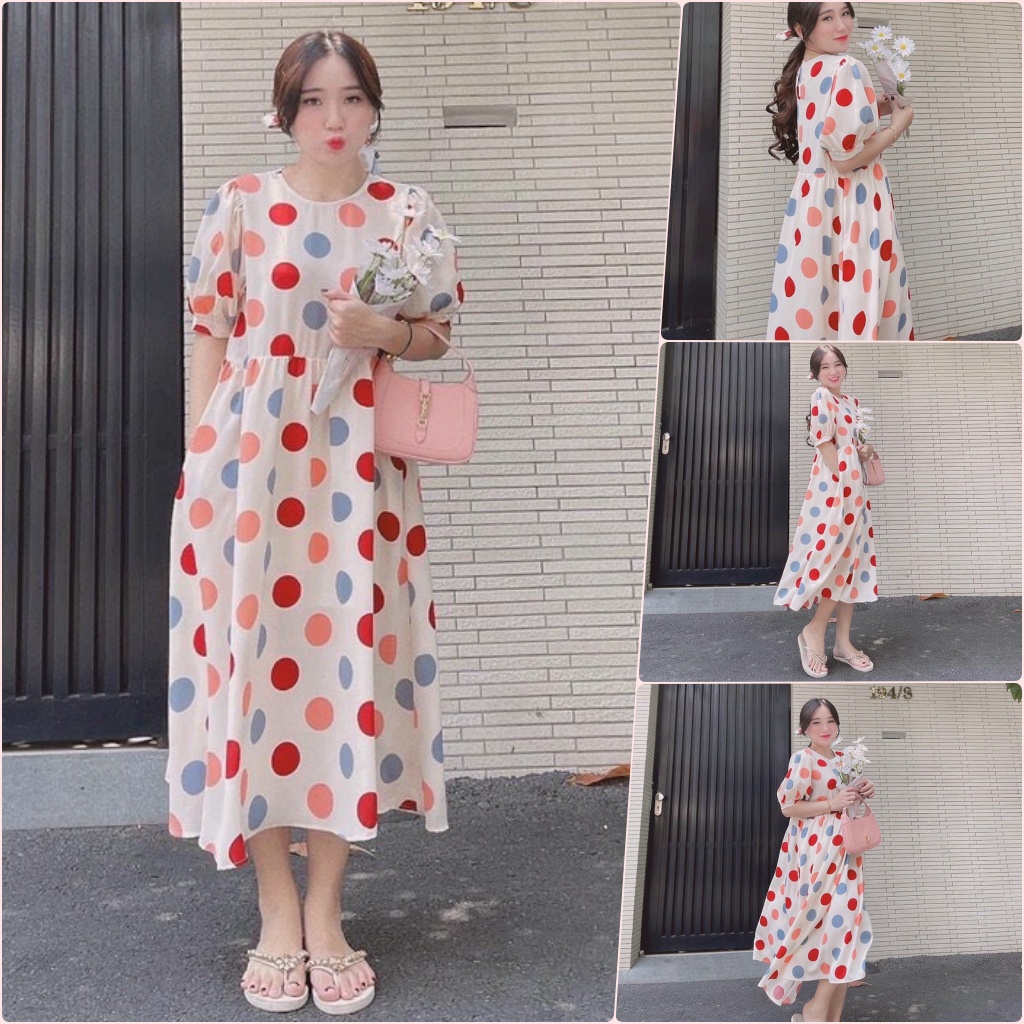 Đầm suông chấm bi