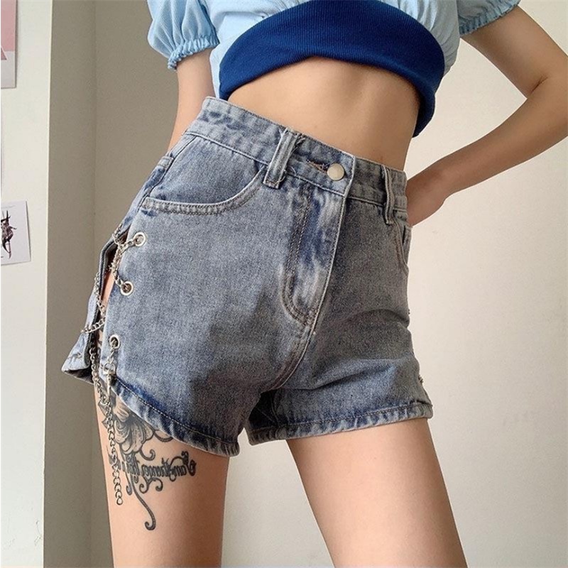 Quần Short Jean Lưng Cao Plus Size Cho Nữ