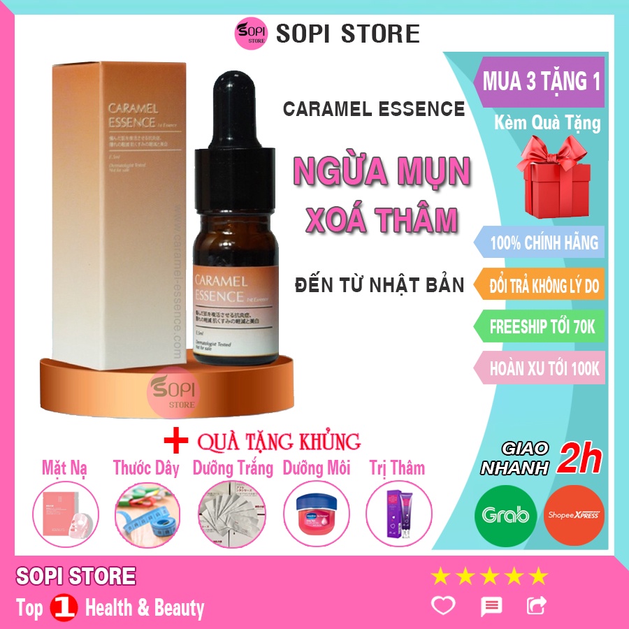 [Mua 3 tặng 1] Serum Caramel Essence Nhật Bản 5ml chính hãng, ngừa mụn xoá thâm mụn dưỡng da mụn - Sopi Store