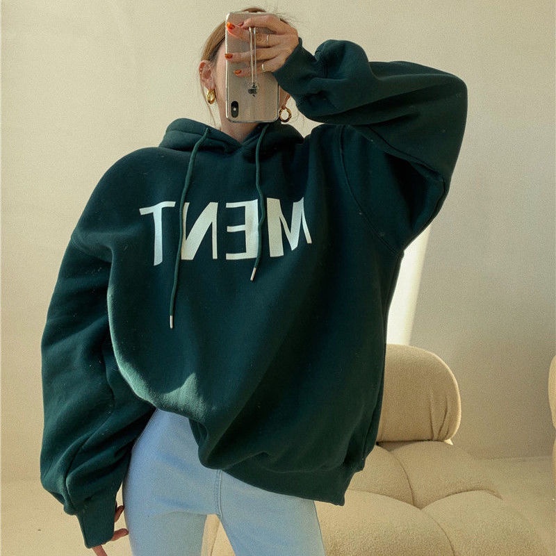 Áo hoodie dáng rộng thời trang Hàn Quốc năng động cho nữ