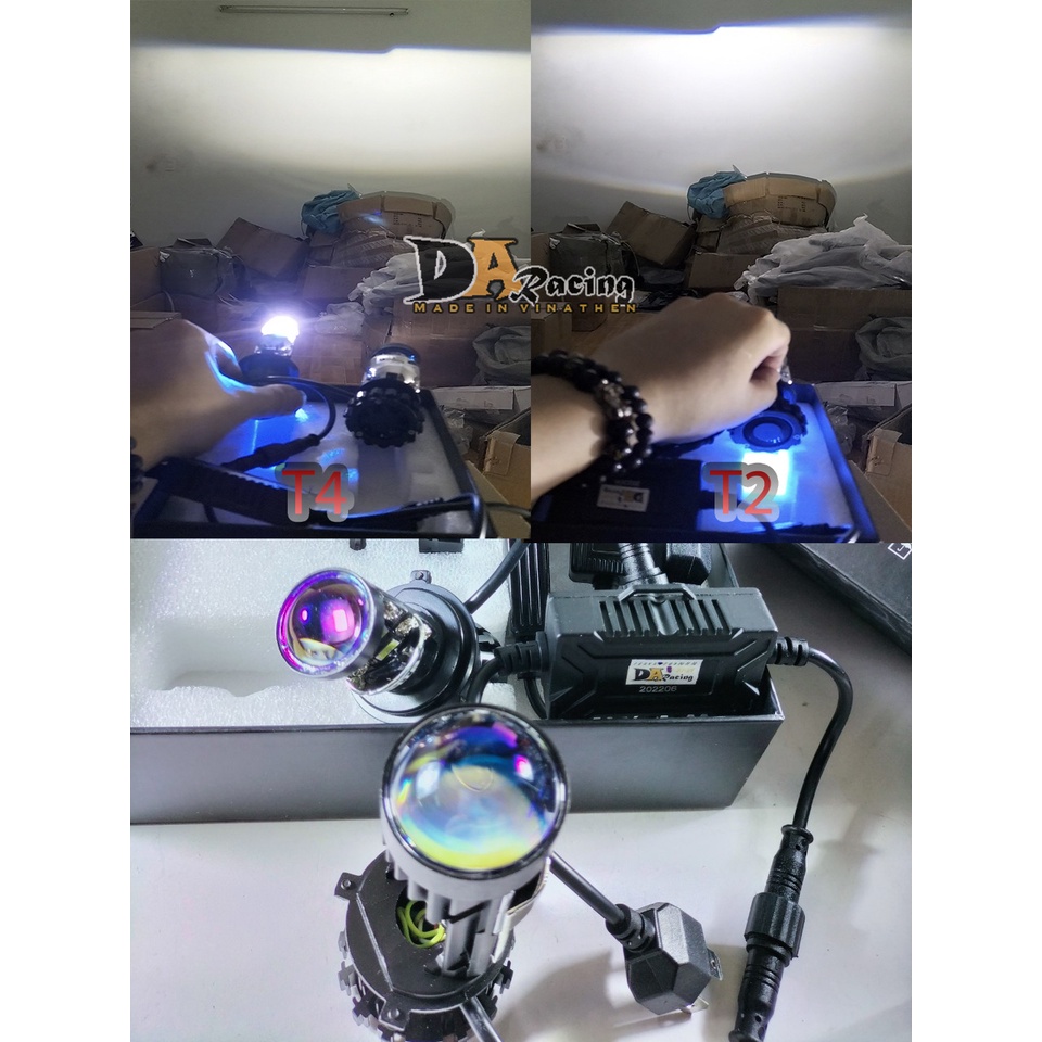Đèn Led Bi Cầu mini T2 Lúp Tím MA RACING-HTB Chân H4 12V-24V Tăng Sáng Cho ôtô, Xe Máy, Bản Cao Cấp Nhất Trong Phân Khúc