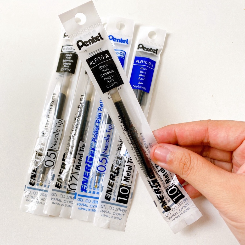 Ngòi bút gel Pentel nét 0.5/ 0.7/ 1.0mm, ruột thay thế bút Pentel energel các màu xanh/ đỏ/ đen