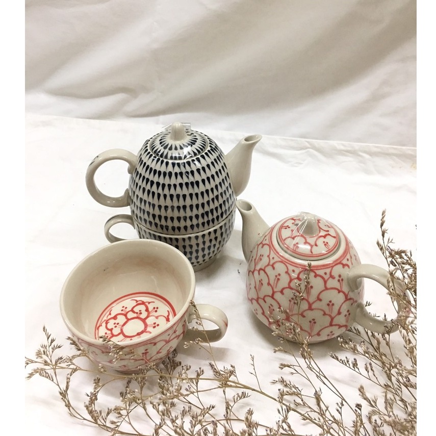 Set Ấm Trà Kèm Ly, Họa Tiết cách Điệu Sang Trọng/ Quà Tặng Việt Nam, Quà Tặng Nhà Mới