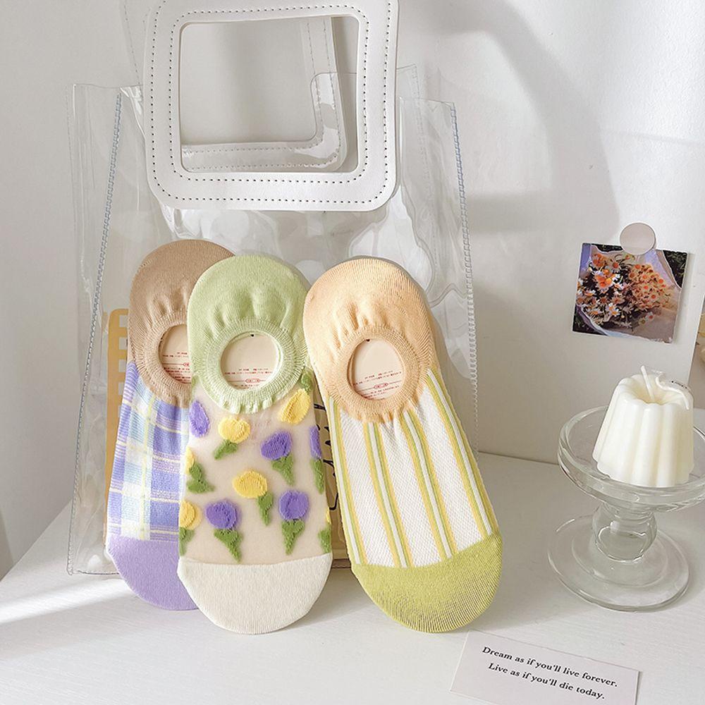 Đôi Tất Cotton Trang Trí Hoa Tulip Thời Trang Cho Nữ