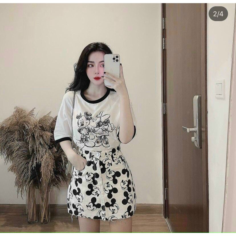 Sét áo kèm chân váy mickey TH(hình shop chụp)