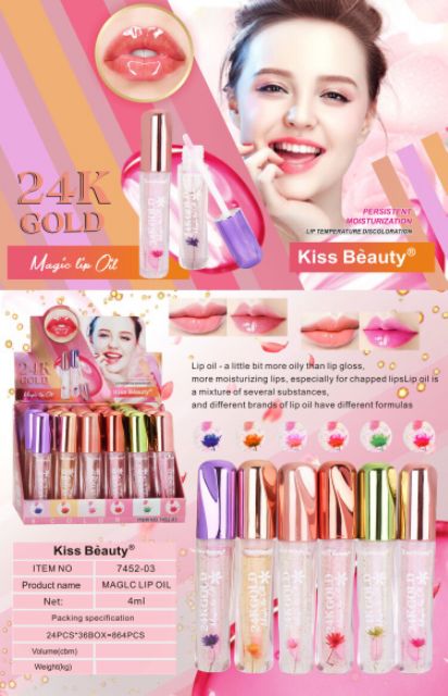 Son dưỡng hồng bóng môi có tinh chất vàng 24k của kiss beauty | BigBuy360 - bigbuy360.vn