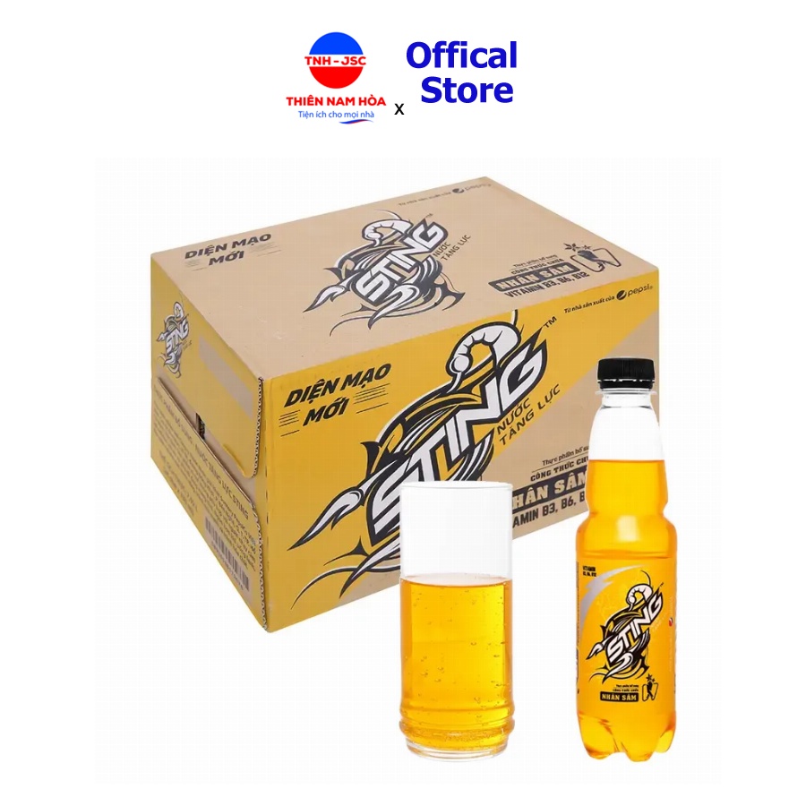 Thùng 24 chai nước tăng lực Sting màu vàng 330ml/chai