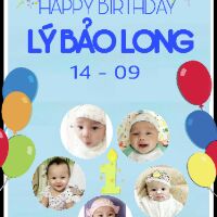 Combo Phông sinh nhật bé Long + chibi + 5 ảnh lụa