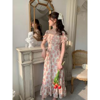Đầm Maxi Vải Chiffon Cổ Vuông Thêu Hoa Xinh Xắn Cho Nữ