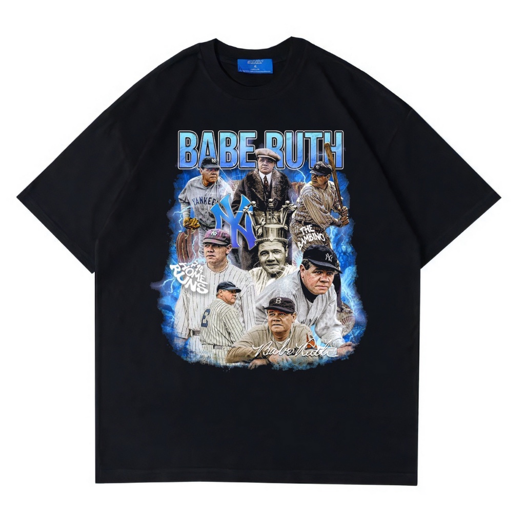 Áo Thun Oversized Tâm Lý "Be Ruth" | Đen | Áo Sơ Mi Babe Ruth | Áo Bóng Chày | Áo Thun Oversize | Phong Cách Cổ Điển | Áo