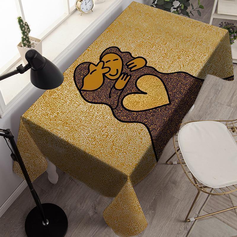 Khăn Trải Bàn Cà Phê Họa Tiết Graffiti Tối Giản Hiện Đại Phong Cách Bắc Âu