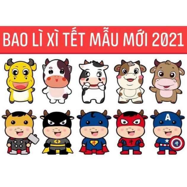 Bao Lì Xì Hoạt Hình 3D Tết 2022 Con Hổ Cọp Dần, chuẩn giấy kraft Nhật To và Dày, Đủ Mẫu - Quà Tặng Sưu Tầm