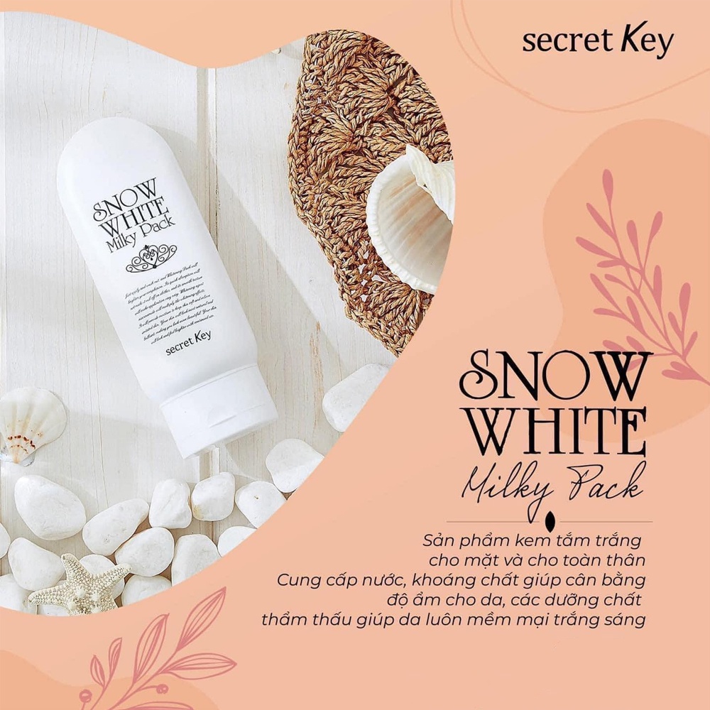 Kem dưỡng Snow white milky pack secret key dưỡng trắng da body 200ml NPP Shoptido