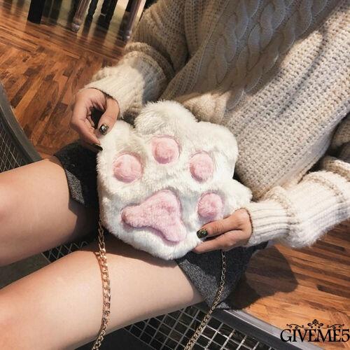 Túi đeo vai thiết kế hình bàn chân mèo dễ thương thời trang cho nữ