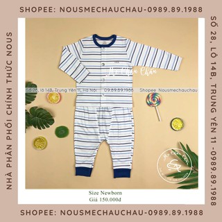 Bộ Cài Thẳng Newborn Kẻ Xanh Trắng NB NOUS